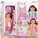 OBL10075469 - 14寸15声英文IC女娃喝水撒尿（配奶瓶尿片）配推车 2款混装