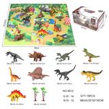 OBL10081976 - 空心复古恐龙9只+2大椰树+1地图