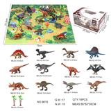 OBL10081978 - 实心复古恐龙12只+2大椰树+1地图