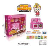 OBL10085777 - 迷你电动仿真灯光声音旋转厨具食品套装(粉红)2*AA不包