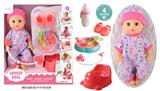 OBL10096659 - 14寸公仔洋娃娃会喝水尿尿带4声IC，过家家8件套