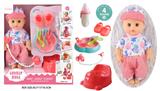 OBL10096664 - 14寸公仔洋娃娃会喝水尿尿带4声IC，过家家8件套