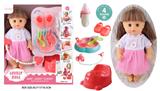 OBL10096670 - 14寸公仔洋娃娃会喝水尿尿带4声IC，过家家8件套