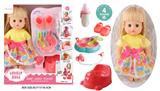OBL10096674 - 14寸公仔洋娃娃会喝水尿尿带4声IC，过家家8件套