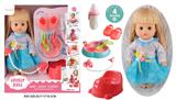 OBL10096685 - 14寸公仔洋娃娃会喝水尿尿带4声IC，过家家8件套