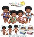 OBL10102531 - 7寸全身搪胶带发黑人音乐娃娃  (肥童baby doll)  4款 12只展示盒混装