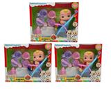 OBL10105739 - 10寸搪胶cocomelon超级宝贝带4首主题音乐和圣诞主题音乐3款不同主题人物混装带过家家套装和尿不湿带学步骑3款混装