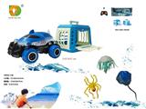 OBL10107763 - 海蓝冰岛系列之1:43鲨鱼遥控车拖带笼子，八爪鱼，水母，魔鬼鱼，不包电，各自2xAA