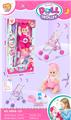 OBL10109623 - 14寸搪胶娃娃女配推车会尿尿，带12声IC配奶瓶+纸巾盒，尿盆，牛奶盒