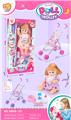 OBL10109624 - 14寸搪胶娃娃女配推车会尿尿，带12声IC配奶瓶+纸巾盒，尿盆，牛奶盒