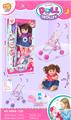 OBL10109634 - 14寸搪胶娃娃女配推车会尿尿，带12声IC配奶瓶+纸巾盒，尿盆，牛奶盒