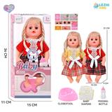 OBL10110266 - 14寸16声英文IC女娃喝水撒尿，衣服2款混装（配奶瓶尿片尿盆）