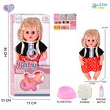 OBL10110280 - 14寸16声英文IC女娃喝水撒尿（配奶瓶尿片尿盆）