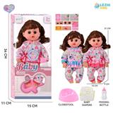 OBL10110283 - 14寸16声英文IC女娃喝水撒尿，衣服2款混装（配奶瓶尿片尿盆）