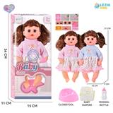 OBL10110291 - 14寸16声英文IC女娃喝水撒尿，衣服2款混装（配奶瓶尿片尿盆）