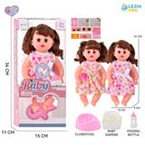 OBL10110293 - 14寸16声英文IC女娃喝水撒尿，衣服2款混装（配奶瓶尿片尿盆）