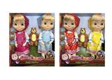 OBL10116924 - 14寸实身12关节双人玛莎Masha bear带主题曲音乐（2款混装）