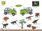 OBL10127501 - 霸王龙/三角龙回力车场景套装，2车，配1树3蛋6小龙