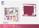 OBL10130172 - 粉色浴室过家家玩具-淋浴间+洗衣柜+熨衣板