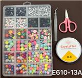 OBL10131676 - 俄文24格串珠盒（陶片+线盒+剪刀+夹子）