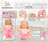 OBL10136651 - 14寸英文6声多功能搪胶手按键.流眼泪.喝水撒尿娃娃（配吸水奶瓶.尿裤）