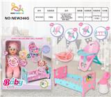 OBL10136790 - 12寸英文12声IC,喝水撒尿娃娃（配吸水奶瓶睡床.餐椅.餐盘）