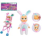 OBL10141232 - 高档1比1 12寸搪胶头搪胶手毛绒棉身体带真实流眼泪。毛绒兔睡衣哭泣娃娃带四声音乐cry Babies-Tutti Fritti带流眼泪功能，带奶嘴,带大号推车