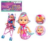 OBL10141242 - 高档1比1 12寸搪胶头搪胶手棉绒身体带真实流眼泪。金属睡衣美人鱼哭泣娃娃带带四声音乐cry Babies-Tutti Fritti带流眼泪功能，带奶嘴  带大号推车