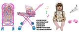 OBL10143748 - 60厘米软胶带眼睫毛5D真眼珠防真重生娃娃带触摸感应功能哭。笑。打喷嚏。咳嗽。带奶嘴带大号婴儿布推车