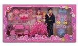 OBL10146149 - 11寸实心关节身体芭比娃娃礼裙服装一家三口带家具化妆套装配件