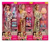 OBL10146253 - 11寸实身关节身体长发芭比娃娃休闲一字肩服装带3款配件套装（3款混）