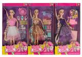 OBL10146254 - 11寸实身身体长发芭比娃娃时尚小礼裙带3款配件套装（3款混）