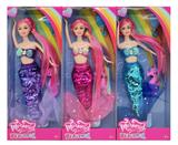 OBL10146256 - 11寸彩色长发美人鱼公主娃娃带梳子海马（3款混）