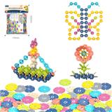 OBL10175896 - DIY拼装数字雪花积木120PCS/中号薄款3.0/莫兰迪色系