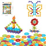 OBL10175897 - DIY拼装数字雪花积木120PCS/中号薄款3.0/彩虹色系