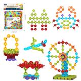 OBL10175943 - DIY拼装数字雪花积木428PCS/中号薄款3.0/彩虹色系