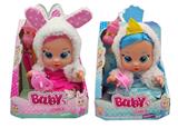 OBL10180634 - 豪华版第10代10寸搪胶带头发女孩版娃娃带四声音乐cry Babies-Tutti Fritti带流眼泪功能，带吸水奶瓶，带奶嘴  。毛绒带加暖功能。衣服2件套2款混装