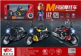 OBL10189054 - 1:12 合金回力哈雷金刚狼摩托车带灯光音乐3色混装（带头盔）