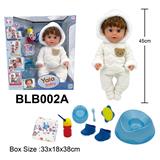 OBL10189837 - 18寸男孩娃娃/关节腿/喝水小便流泪功能/配马桶，奶瓶，餐具，尿裤，鞋子，梳子等配件