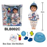 OBL10189839 - 18寸男孩娃娃/关节腿/喝水小便流泪功能/配马桶，奶瓶，餐具，尿裤，鞋子，梳子等配件