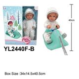 OBL10190204 - 40CM定眼娃娃带喝水小便功能配雪橇车，奶瓶配件