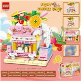 OBL10195307 - 413+pcs新版女孩子精美街景之缤纷鲜果咖拼装积木（彩盒采用金银卡印刷工艺）英文版彩盒