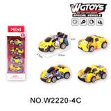 OBL10211600 - 合金Q版回力跑车涂鸦四款混4只/条盒