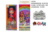 OBL10217438 - 高端冬天系列  16寸硬吹瓶带灯光音乐主题曲Rainbow high惊喜彩虹高中带溜冰鞋、彩虹大手提包，衣服是抗寒雪花衣服