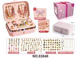 OBL10221397 - A款三层长方盒 糖果金色+樱粉金色+戒指（132件套）女孩饰品套装过家家玩具