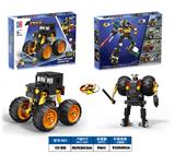 OBL10223604 - 益智城市积木变形科技件回力大脚怪兽奔驰大G带障碍栏杆（158PCS）