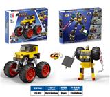 OBL10223606 - 益智城市积木变形科技件回力大脚怪兽吉普车障碍栏杆（169PCS）