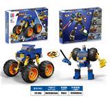 OBL10223607 - 益智城市积木变形科技件回力大脚怪兽福特F150皮卡带灭火器&障碍斜坡&栏杆（160PCS）