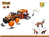 OBL10224007 - 森林猎手之1:43惯性车捕抓小狐狸，拖带小笼子，主体2色混装