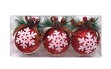 OBL10225814 - 7.5CM圣诞红球加雪花加花边3PCS